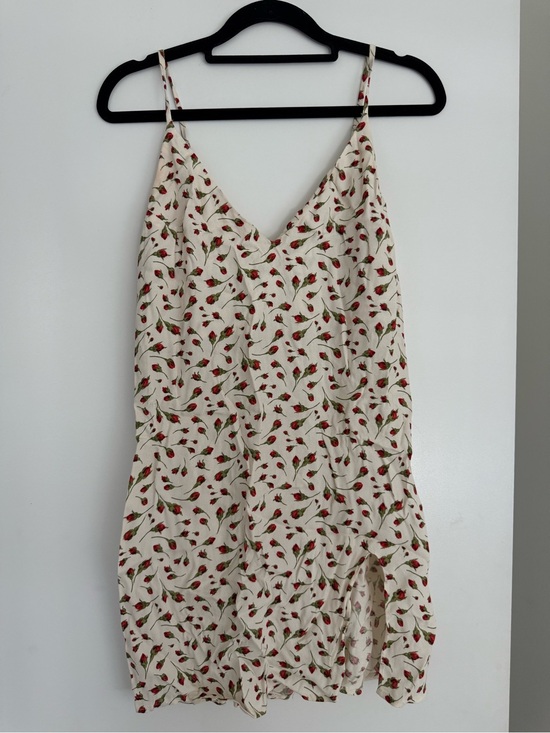 Reformation Dresses & Skirts - Reformation Cream Slip Dress with Red Floral Print